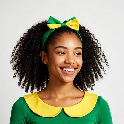 Smiling African-American girl with green bow