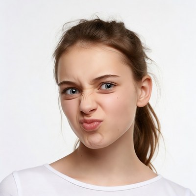 Girl making duck face pout