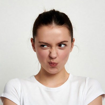 Woman making duck face pout