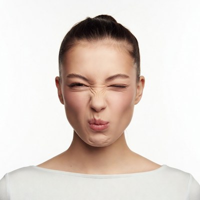 Woman making duck face pout