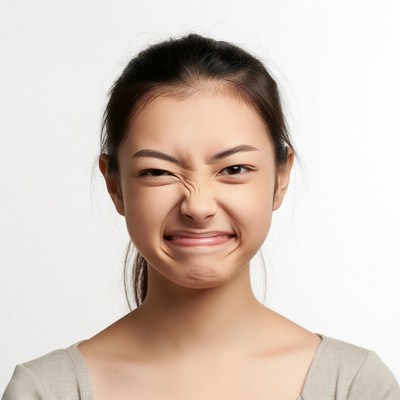 Asian woman making funny face