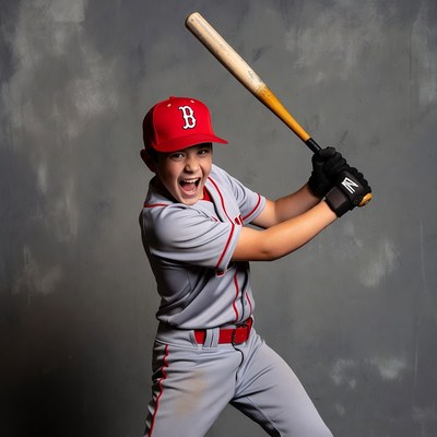Boy swinging baseball bat
