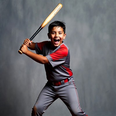 Boy swinging baseball bat