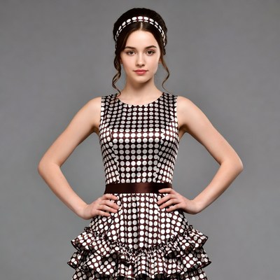 Woman in polka dot dress