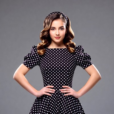 Woman in polka dot dress with headband