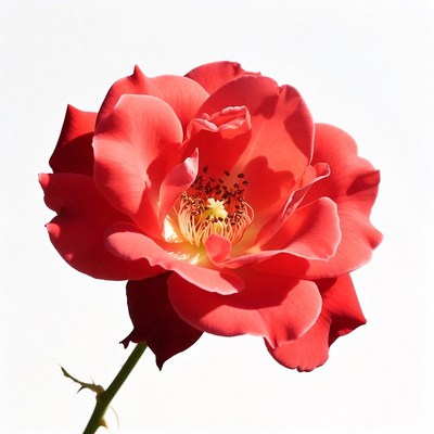Red Rose on White Background