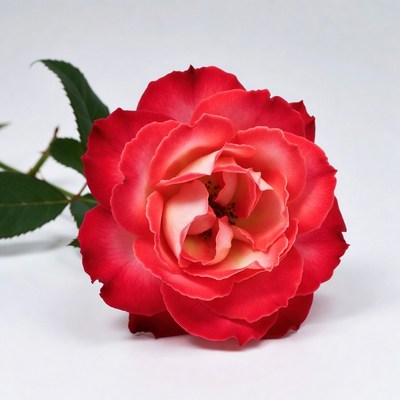 Red Rose with Green Leaves