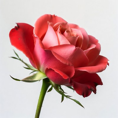 Pink Rose on White Background