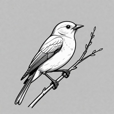 White bird perched on branch