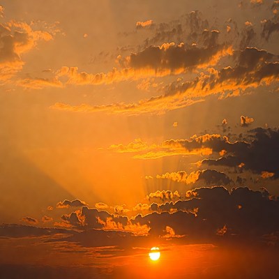 Sunset Sun with Orange Clouds