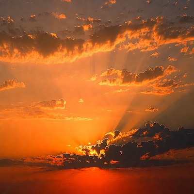 Vibrant Sunset with Sun Rays