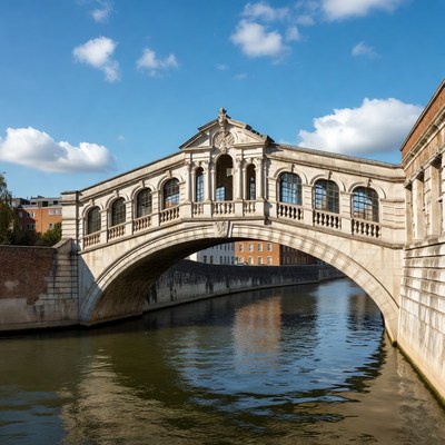 Stone arched bridge over canal