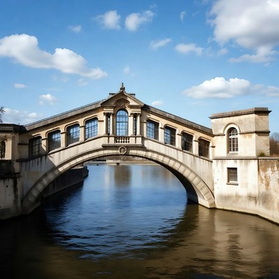 Ornate stone bridge over river