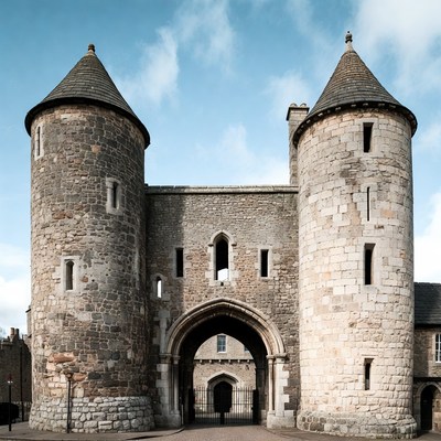 Medieval Stone Gatehouse with Towers