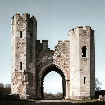 Medieval Stone Gatehouse with Towers
