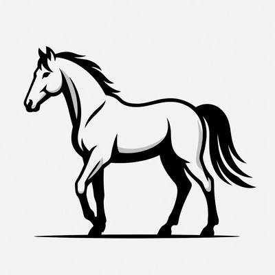 Black and white horse illustration