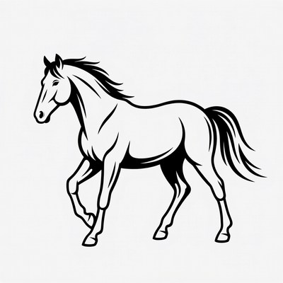 Black silhouette horse walking