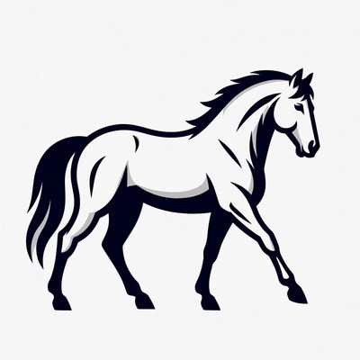 Black and white horse illustration