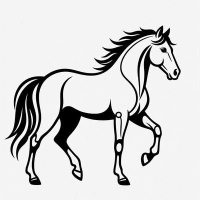 Black outline horse walking