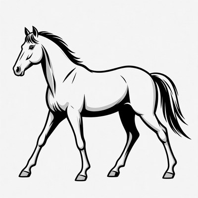 Black and white horse illustration