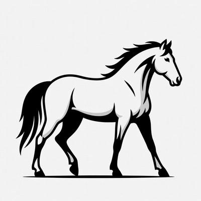 Black and white horse silhouette