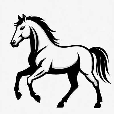 Black and white horse illustration