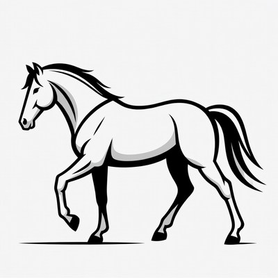Black and white horse illustration