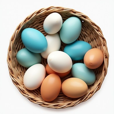 Colorful Easter Eggs in Wicker Basket