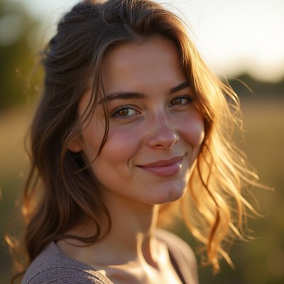 Smiling woman with wavy brown hair