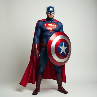 Man in Superman Captain America costume