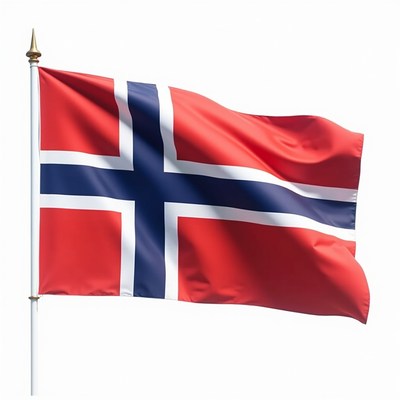 Norwegian Flag Waving on Pole