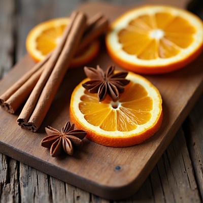 Orange Slices with Cinnamon Sticks