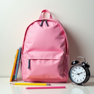 Pink Backpack with School Supplies