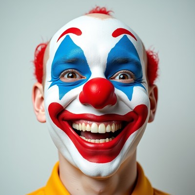 Clown with red hair smiling