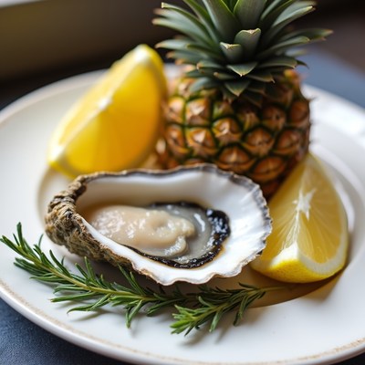 Oyster with Lemon and Pineapple
