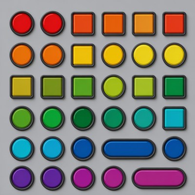 Colorful Round and Square Buttons Set