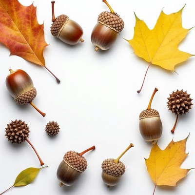 Fall Acorns and Maple Leaves