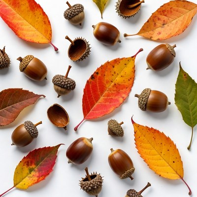 Autumn Acorns and Fall Leaves