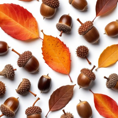 Autumn Acorns and Fall Leaves