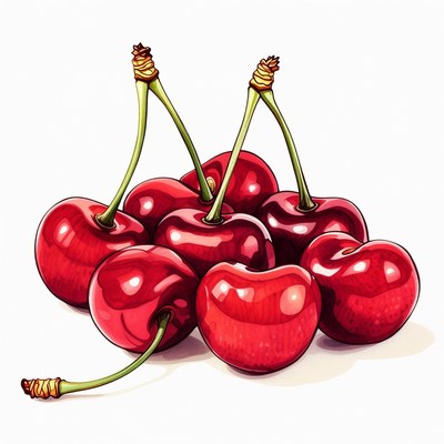Fresh red cherries cluster illustration