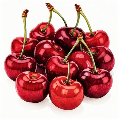 Bunch of ripe red cherries