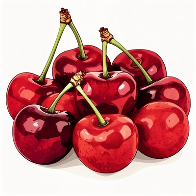 Fresh red cherries illustration
