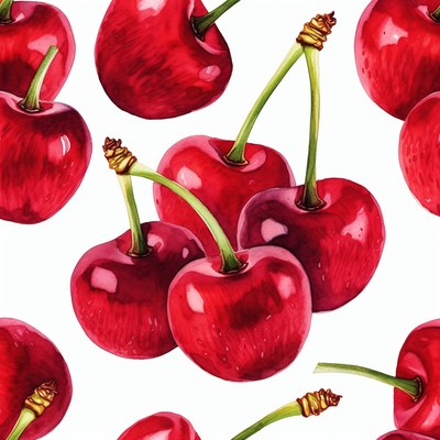 Red Cherries Seamless Pattern