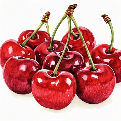 Bunch of ripe red cherries
