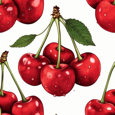 Red Cherries Seamless Pattern