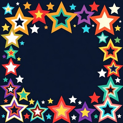 Colorful Stars Border Frame