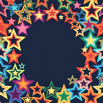 Colorful Stars Border on Dark Background