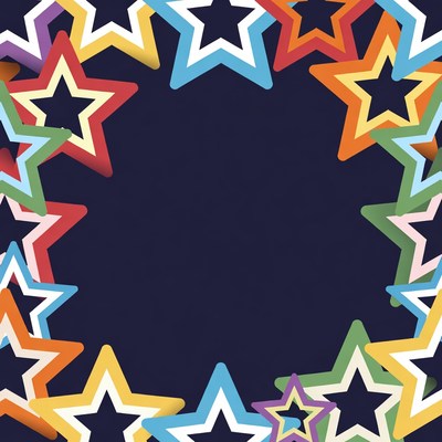 Colorful Stars Border on Dark Background
