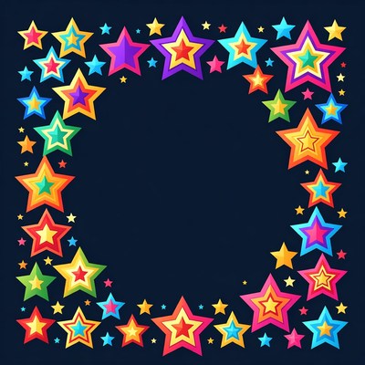 Colorful Stars Border Frame