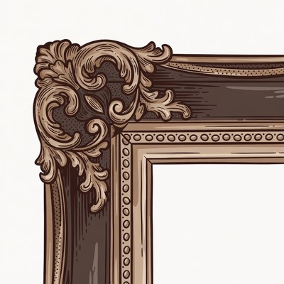 Ornate vintage picture frame corner
